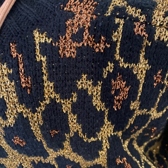 80s Glam Metallic Cheetah Batwing Sweater – I.B. Diffusion – Women’s Small - Picture 7 of 10